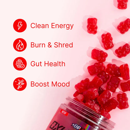 EHP Labs OxyShred Gummies - Pre Workout Gummies & Energy Chews with 100mg Caffeine, L-Carnitine for Thermo & Metabolic Support, All Natural Energy Boost EHP Labs