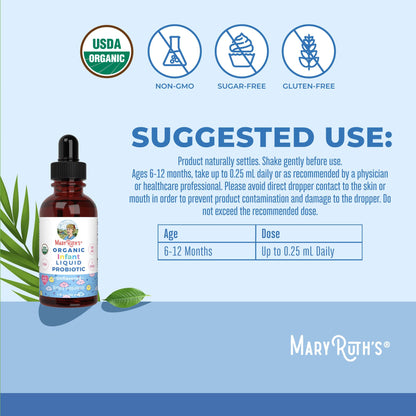 MaryRuth Organics USDA Organic Infant Liquid Probiotic Drops | Baby Essentials | Probiotics for Infants | Baby Probiotic Drops MARYRUTH'S