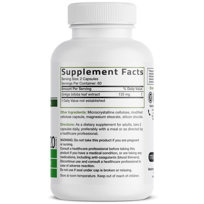Bronson Ginkgo Biloba Extra Strength Supports Brain Function & Memory Support, 120 Vegetarian Capsules Bronson