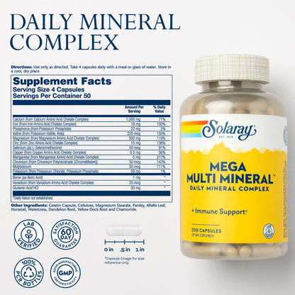 Solaray Mega Multi Mineral | 200 Capsules SOLARAY
