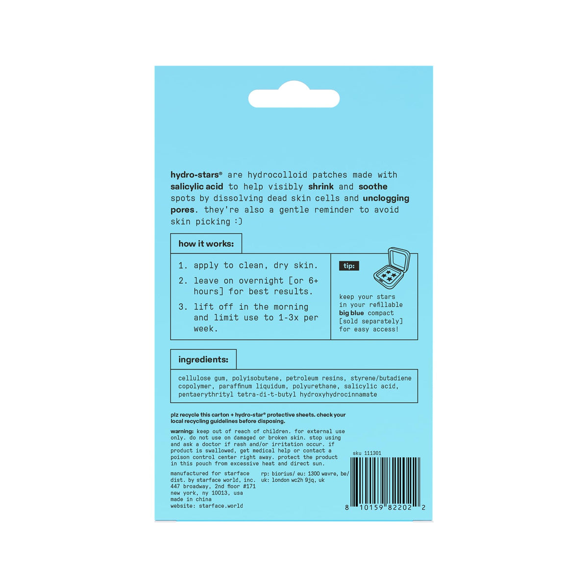 Starface Hydro-Star® Blue Hydrocolloid Star Patch, 36 ct Starface World