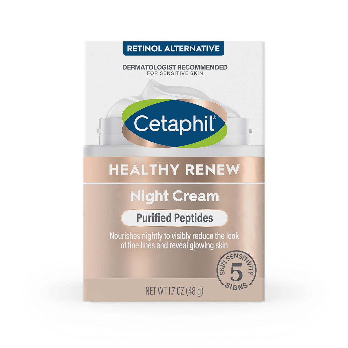 Cetaphil Healthy Renew Night Face Cream, Anti-Wrinkle, Peptides, 1.7oz Cetaphil