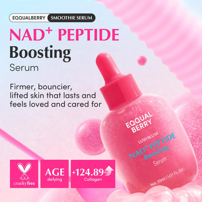 EQQUALBERRY NAD+ Peptide Boosting Serum – Niacinamide 2% + 14 Peptides + Vegan Collagen Anti-Aging Korean Skincare Face EQQUALBERRY