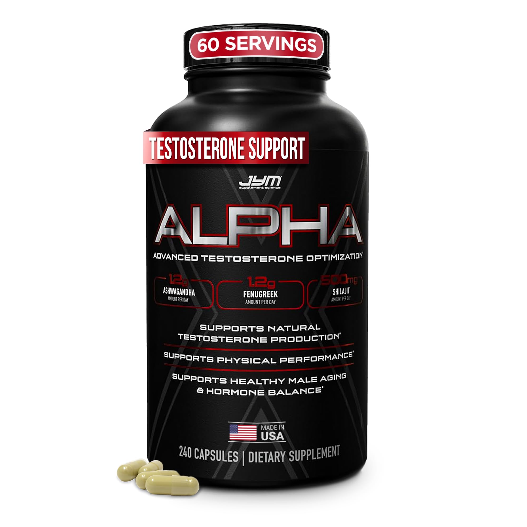 Alpha JYM X Advanced Booster - Vitality, Optimization, , Ashwagandha, Boron, , Fenugreek, Eurycoma, Damiana, Quercetin, DIM, JYM Supplemental Science (240 Capsules) JYM Supplement Science buy australia supplements