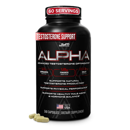 Alpha JYM X Advanced Booster - Vitality, Optimization, , Ashwagandha, Boron, , Fenugreek, Eurycoma, Damiana, Quercetin, DIM, JYM Supplemental Science (240 Capsules) JYM Supplement Science