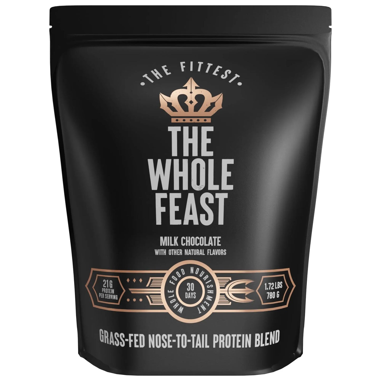 The Fittest Whole Feast Beef Protein Powder - Milk Chocolate - Grass Fed Nose to Tail Carnivore Blend Including Liver, Colostrum and Whole Bone - BCAAs - 14g Collagen, 21g Total Protein The Fittest Ever