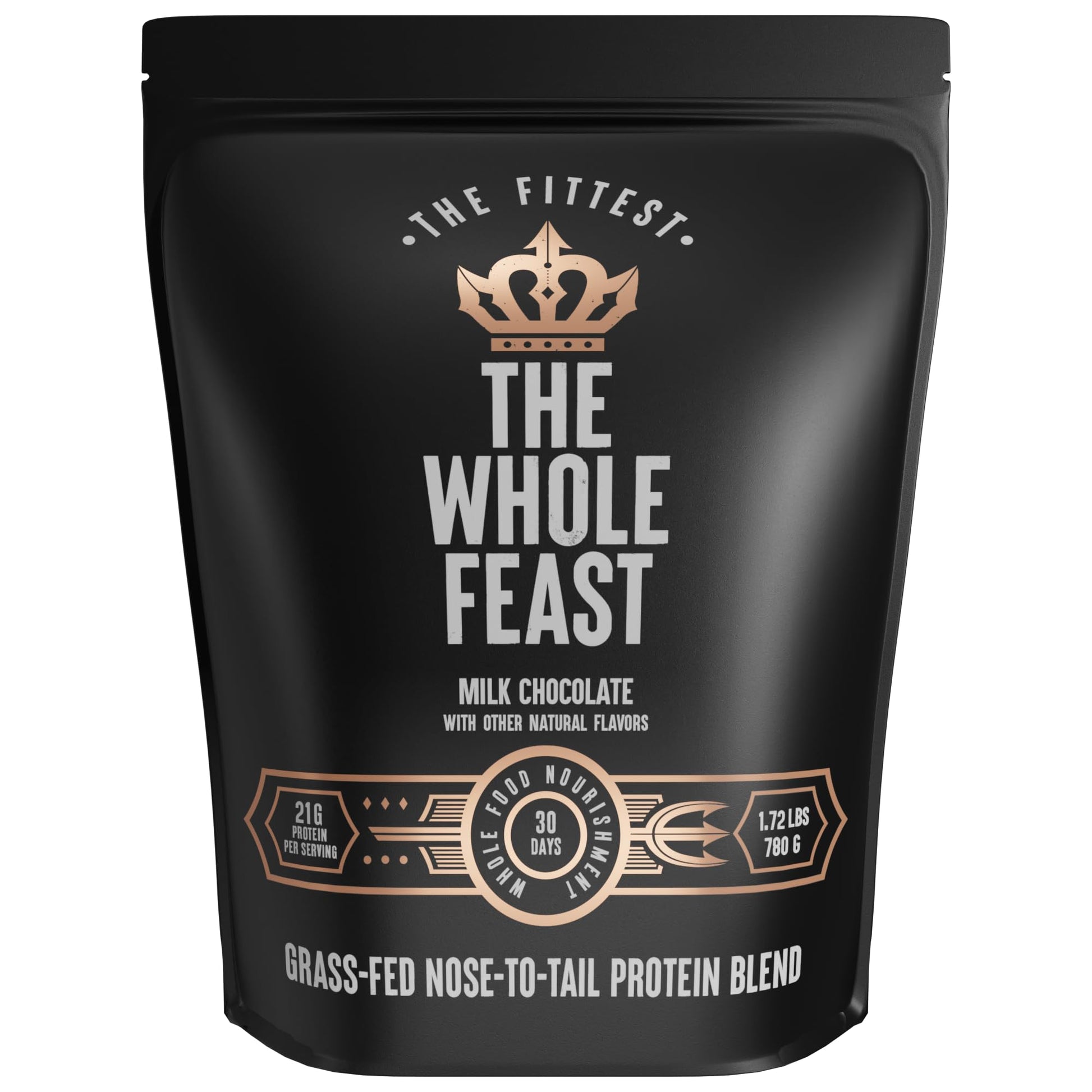 The Fittest Whole Feast Beef Protein Powder - Milk Chocolate - Grass Fed Nose to Tail Carnivore Blend Including Liver, Colostrum and Whole Bone - BCAAs - 14g Collagen, 21g Total Protein The Fittest Ever buy australia supplements