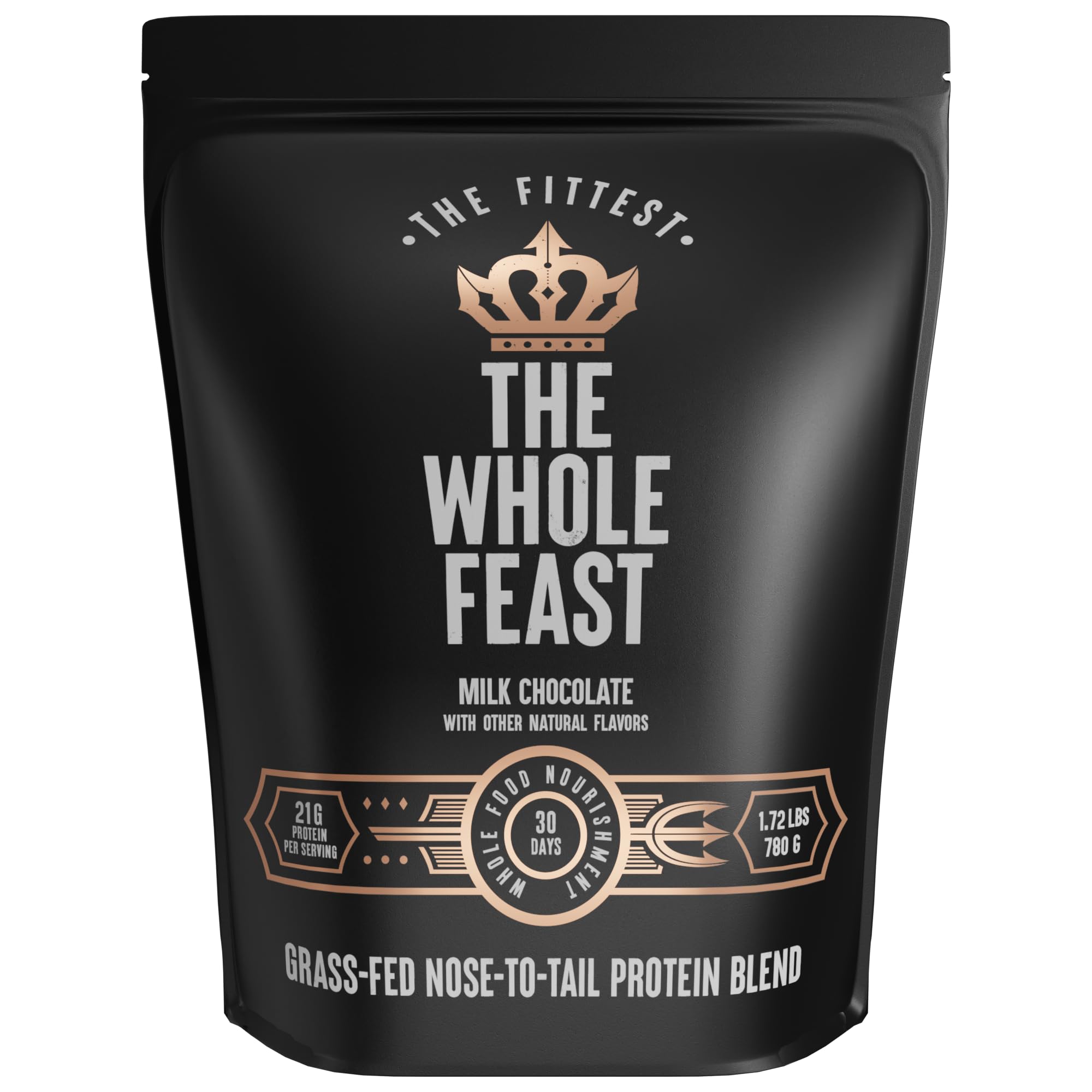 The Fittest Whole Feast Beef Protein Powder - Milk Chocolate - Grass Fed Nose to Tail Carnivore Blend Including Liver, Colostrum and Whole Bone - BCAAs - 14g Collagen, 21g Total Protein The Fittest Ever buy australia supplements