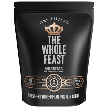 The Fittest Whole Feast Beef Protein Powder - Milk Chocolate - Grass Fed Nose to Tail Carnivore Blend Including Liver, Colostrum and Whole Bone - BCAAs - 14g Collagen, 21g Total Protein The Fittest Ever buy australia supplements
