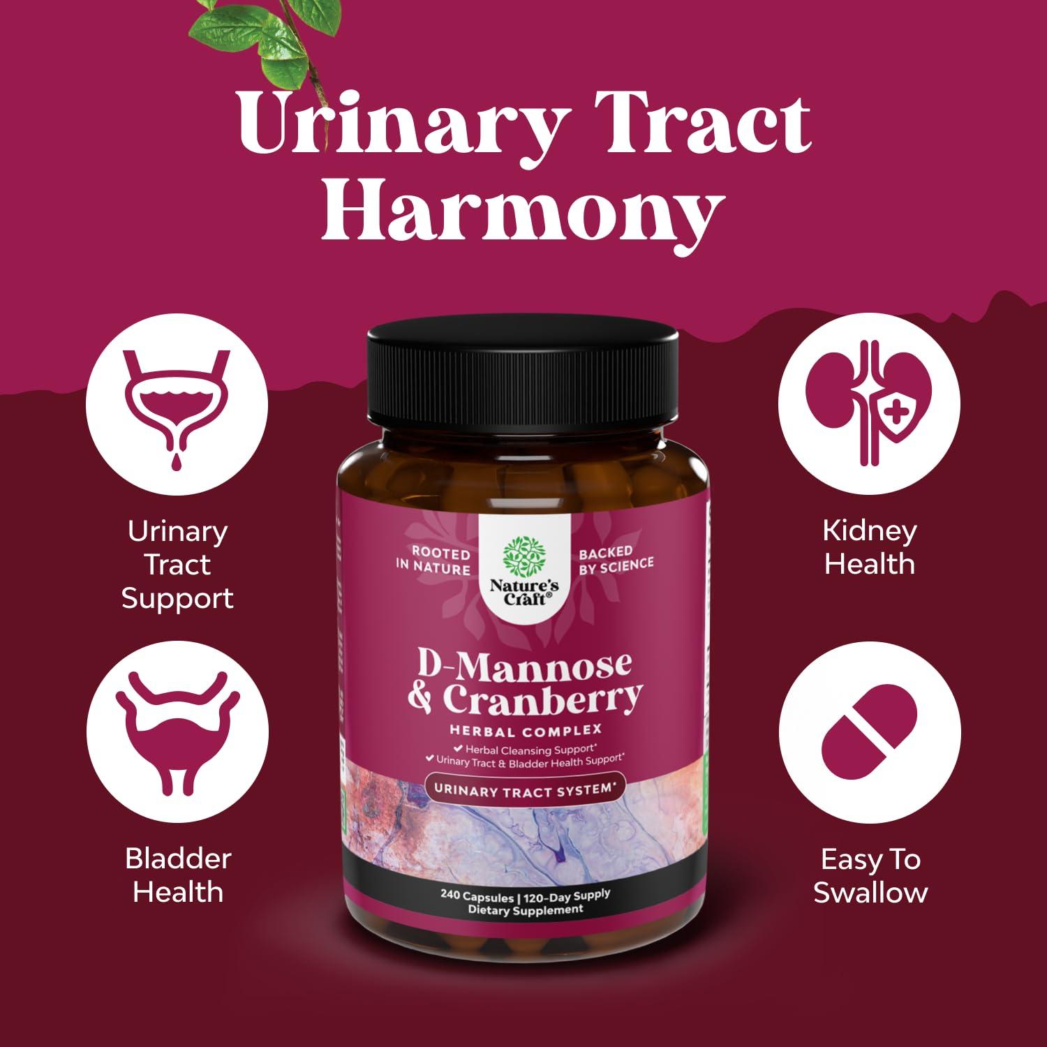 D Mannose with Cranberry Supplement - Potent D Mannose 1000mg Capsules for Kidney Defense Support & Cleanse and Urinary Tract Health for Women & Men - Bladder Health Supplement for Adults - 60 Count Gsupps Australia
