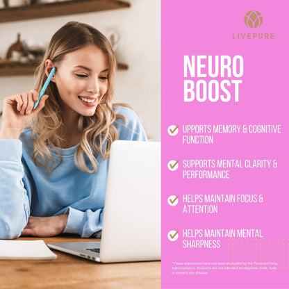 Pure Neuro Boost | 30 Capsules |  Supplement to Support Energy, Memory, and Focus | Supports Better Concentration & Healthy Brain Function PURE