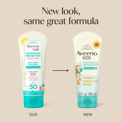 Aveeno Kids Sunscreen Lotion, Broad Spectrum, SPF 50, 3 fl. oz Aveeno