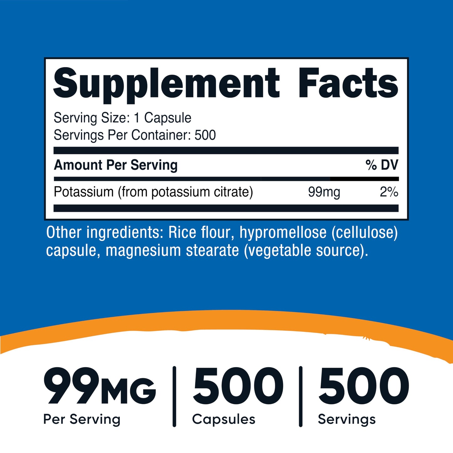 Nutricost Potassium Citrate 99mg, 500 Capsules Nutricost