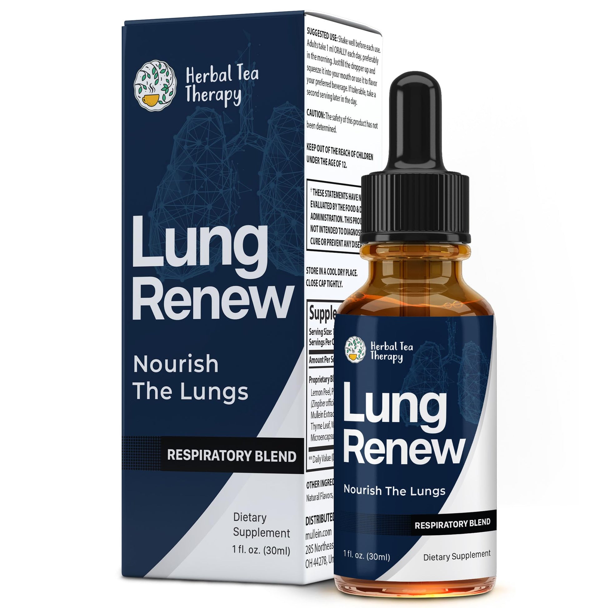 Herbal Tea Therapy Lung Renew Mullein Drops for Lungs (1 fl. oz.): Peppermint, Thyme, & Mullein Leaf Extract for Lungs Detox & Daily Respiratory Comfort - GMO-Free & Made in USA Herbal Tea Therapy buy australia supplements