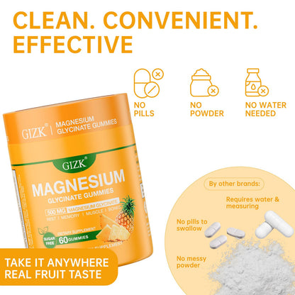 Magnesium Glycinate Gummies 500mg – Sugar Free Magnesium Gummies for Sleep, Stress, Muscle & Nerve Support – for Adults & Kids 4+, Vegan, SAYIDON