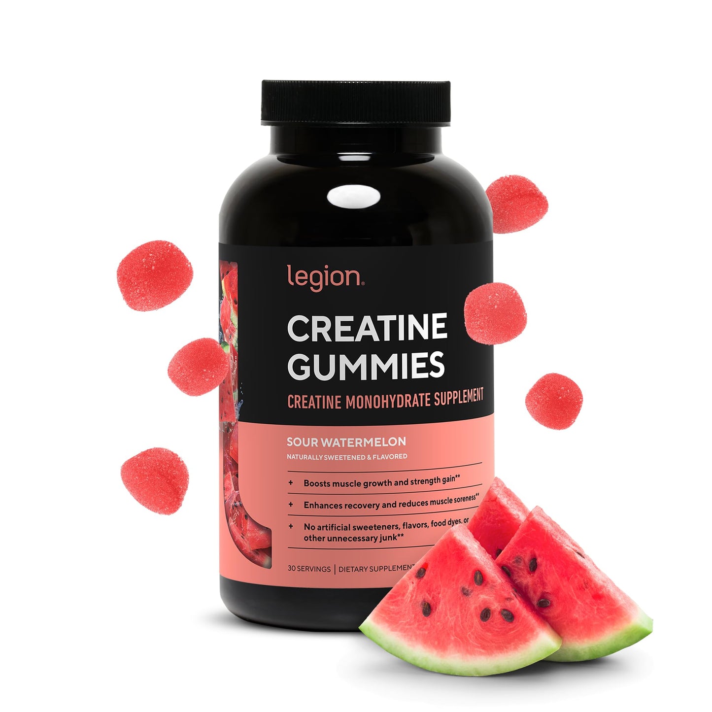 LEGION Creatine Monohydrate Gummies for Men & Women – Clean Chewable Creatine Supplement for Strength, Endurance & Muscle Recovery – 30 Lemon Drop Flavor Servings – No Artificial Flavors
