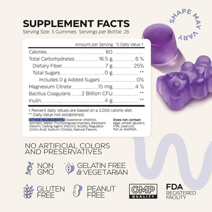 High Prebiotic Fiber Gummies for Women and Men 7G, 160 Pcs (2 Pack) - Natural  Support - Beet FOS Fiber, Magnesium, Inulin, Probiotic - Gummy Supplement for Digestive Health - Sugar Free Wellneum