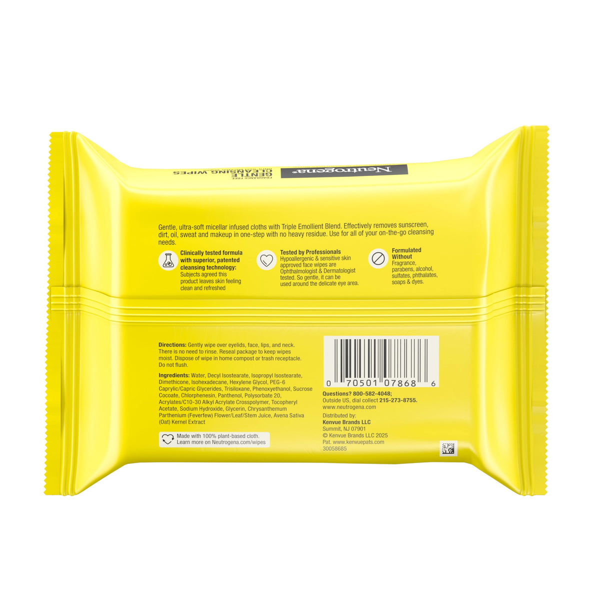 Neutrogena Gentle Facial Cleansing Wipes, Fragrance Free, 25 ct Neutrogena