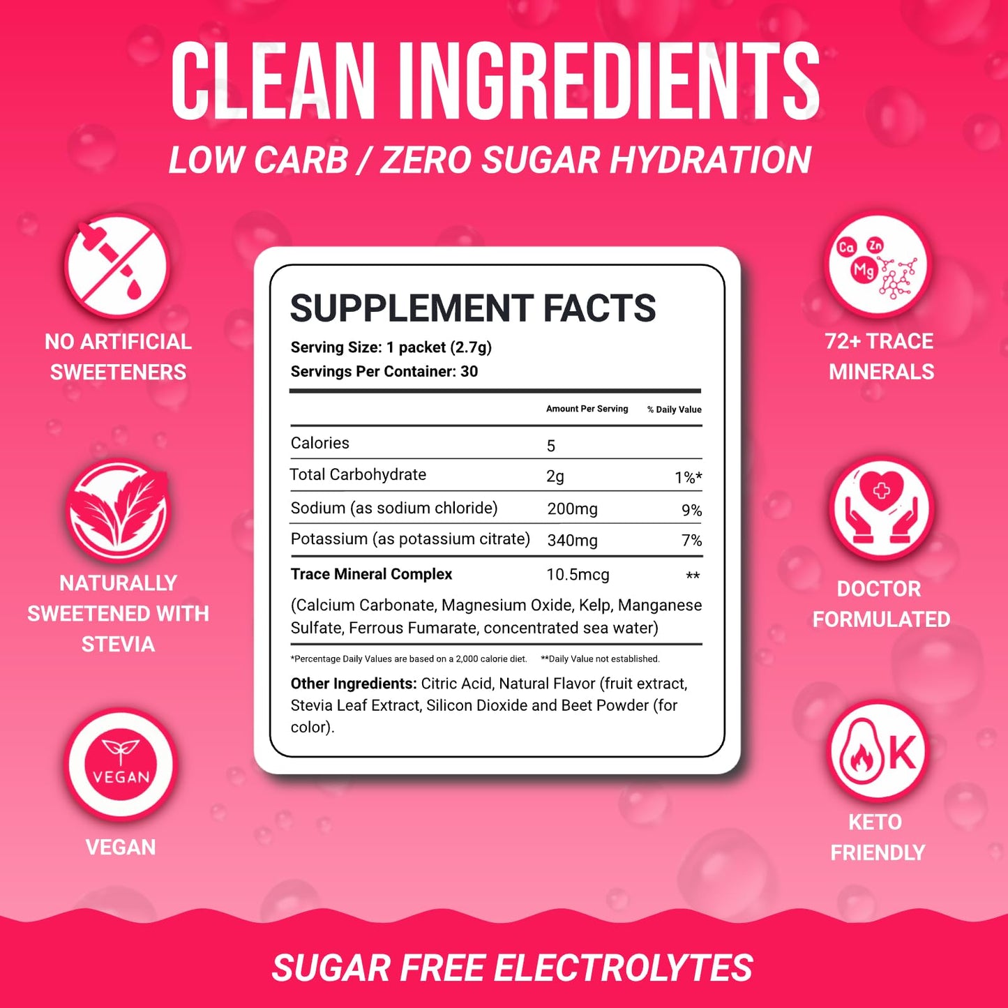 Dr. Price’s Electrolytes Hydration Powder Packets – Raspberry, 30 Packs | Sugar Free Electrolyte Drink Mix, 72+ Trace Minerals, Manganese | Keto Electrolytes, Dr. Price's Vitamins