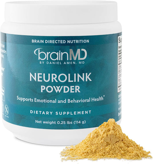 BRAINMD Dr Amen NeuroLink Powder - 114g - Supports Memory, Focus & Concentration - Gluten Free - 30 Servings