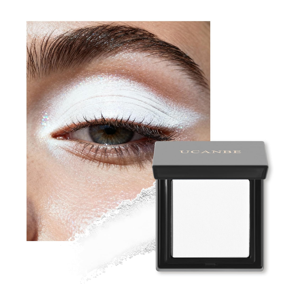 UCANBE White Single Eyeshadow Palette, Highly Pigmented Matte Eye Shadow Powder, Professional Long-Lasting Waterproof Makeup Palette UCANBE