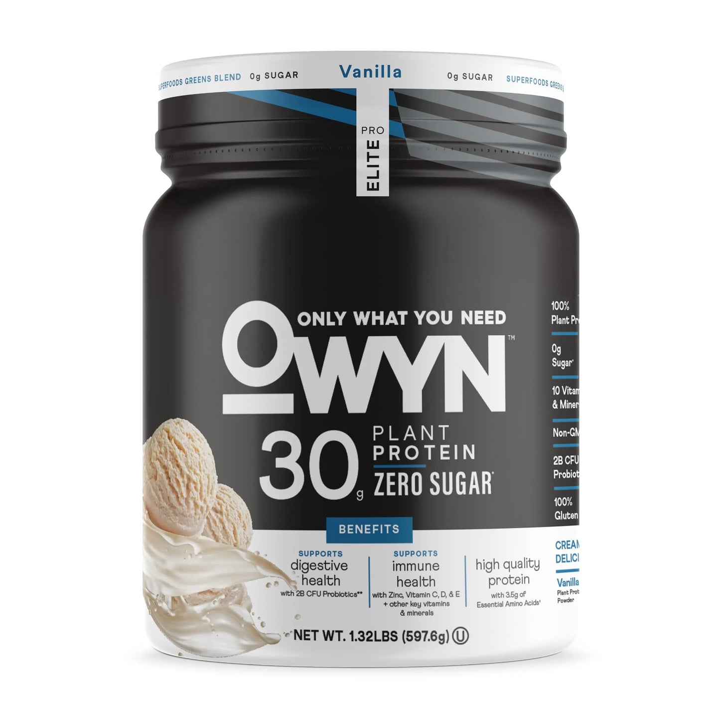 Owyn Only What You Need Pro Elite High Protein Powder, 30g Vegan Protein for Workout Recovery, Delicious Smooth Taste, Zero Sugar OWYN Only What You Need