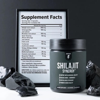 Inno Shilajit Synergy - Shilajit Capsules Supplement For Men with Ashwagandha, Ginseng, Rhodiola, & Fulvic Acid - Supports Energy, Muscle Growth, Performance & Recovery for Men's Health (60 Capsules)