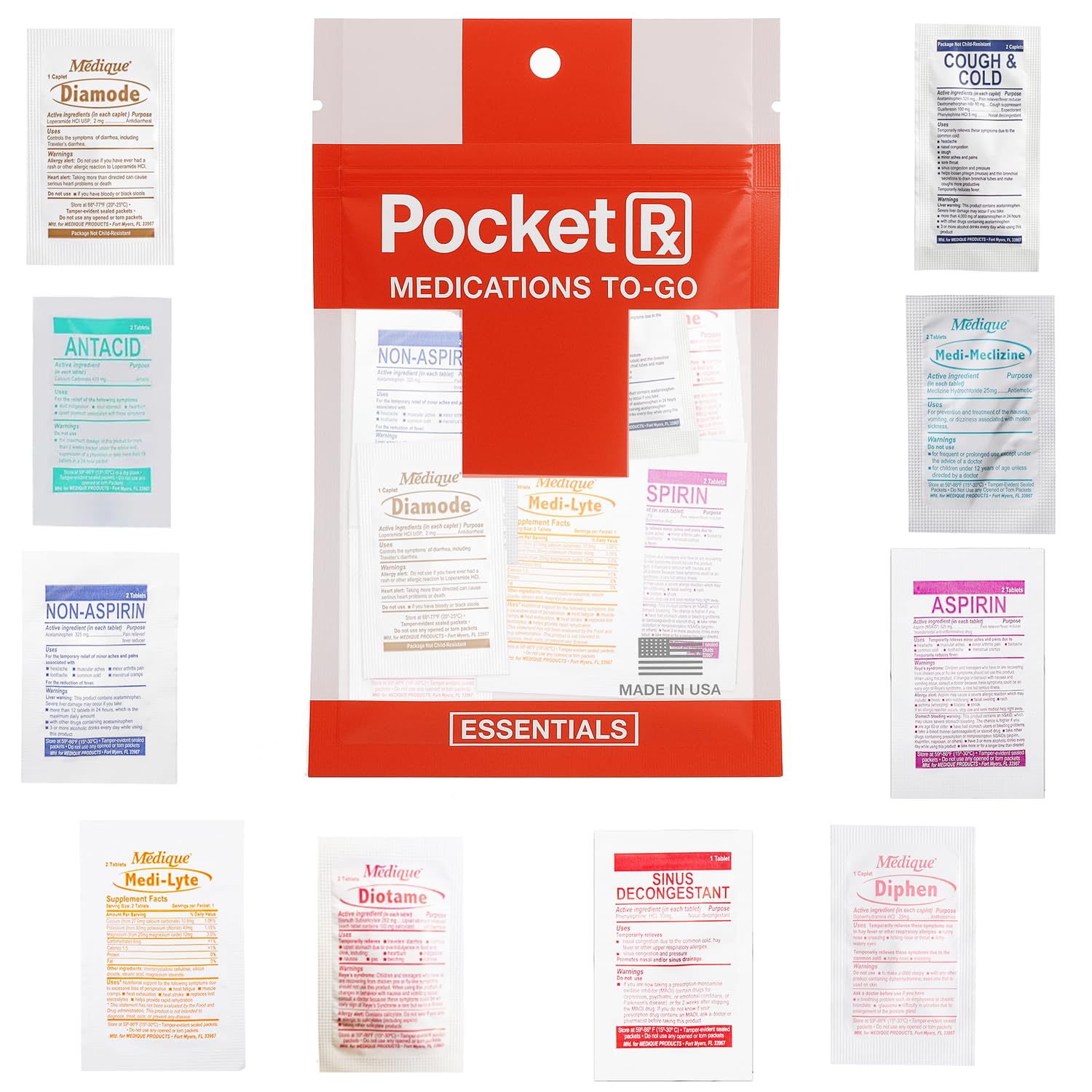 Pocket RX Mini Travel Medicine Kit – TSA-Approved First Aid Pouch with 10 Essential OTC Medications for Headache, Pain, Allergy, Upset Stomach & More – Compact, USA Made (17 Tablets) Real Vitamins buy australia supplements