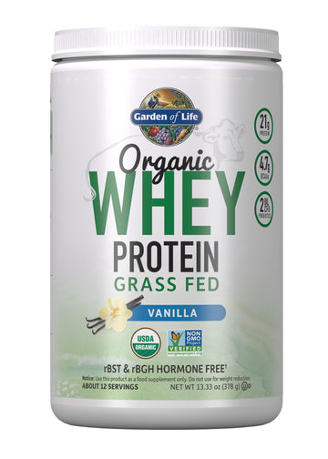 Garden of Life Grass Fed Whey Protein Powder Vanilla - 21g Protein for Women & Men + Probiotics - 12 Servings - Gluten Free, Non GMO, Kosher, Humane, RBST & rBGH Hormone Free Garden of Life buy australia supplements