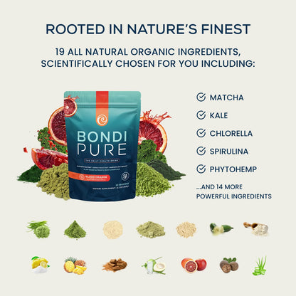 Bondi Pure - Daily Health & Detox Drink - Promote Gut Health & Energy Support During a Cleanse or Intermittent Fasting - Plant-Based Fibers, Bondi Pure