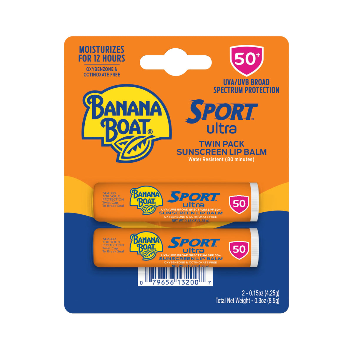 Sport Ultra Twin Pack SPF Lip Balm Pack, Banana Boat Lip Balm SPF 50, Oxybenzone Free Sunscreen, Lip Sunblock, Travel Size Sunscreen for Lips, 2 Pack Banana Boat