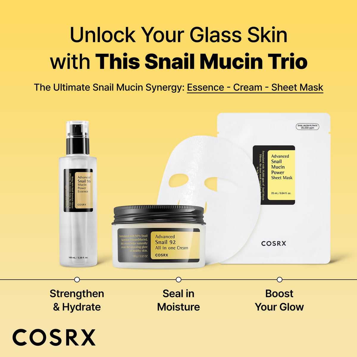 COSRX Snail Mucin Sheet Mask 10 EA with Snail Mucin Serum COSRX