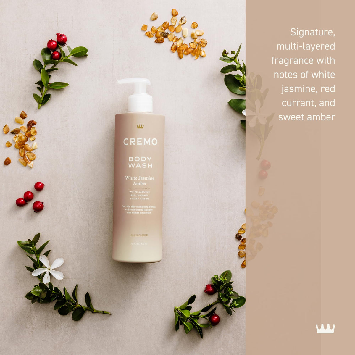 Cremo Body Wash for Women, White Jasmine Amber, 16 Fl Oz Cremo