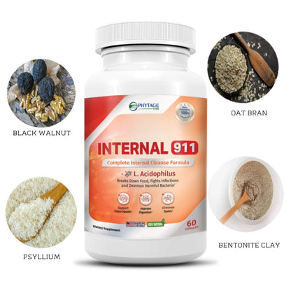 Phytage Labs Internal 911 Colon Cleanse Detox Supplement - Natural Laxative Cleanser Removes Toxins for Better Digestion and Radiant Skin - 60 Capsules Phytage Labs