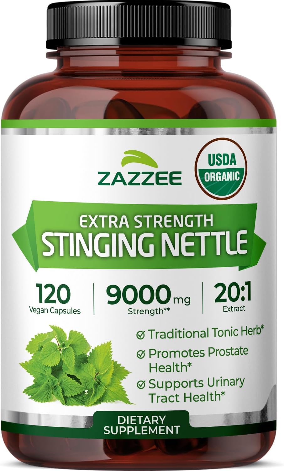 Zazzee USDA Organic Stinging Nettle Leaf 20:1 Extract, 120 Vegan Capsules | 4 Month Supply, Respiratory, Immune & Seasonal Wellness Support, Urtica Dioica, Organic Herbal Supplement, Made in the USA Gsupps Australia