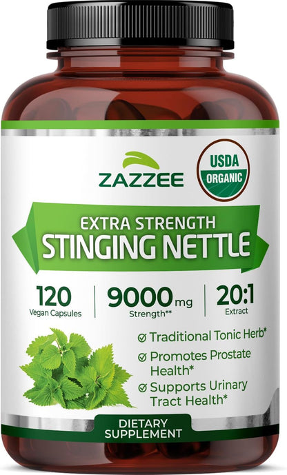 Zazzee USDA Organic Stinging Nettle Leaf 20:1 Extract, 120 Vegan Capsules | 4 Month Supply, Respiratory, Immune & Seasonal Wellness Support, Urtica Dioica, Organic Herbal Supplement, Made in the USA Gsupps Australia