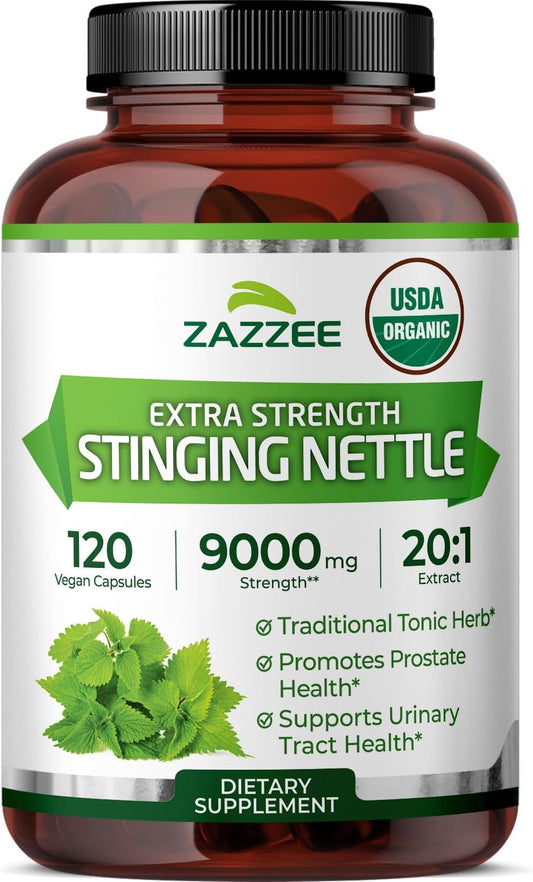 Zazzee USDA Organic Stinging Nettle Leaf 20:1 Extract, 120 Vegan Capsules | 4 Month Supply, Respiratory, Immune & Seasonal Wellness Support, Urtica Dioica, Organic Herbal Supplement, Made in the USA Gsupps Australia
