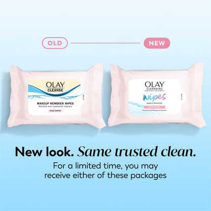 Olay Cleanse Makeup Remover Wipes, Rose Water Scent, Facial Cleansing Wipes Remove Makeup Dirt & Oil, Removes Waterproof Mascara, Soft Cloths for Eyes Face & Neck, No Greasy Residue, 25 Count, 3-Pack Olay