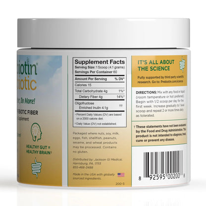 Prebiotin Prebiotic Fiber Supplement Powder  8.68 oz  Supports Digestive Health  High Fiber, Boosts Probiotics, Reduces Hunger  All-Natural, Gluten-Free Prebiotin