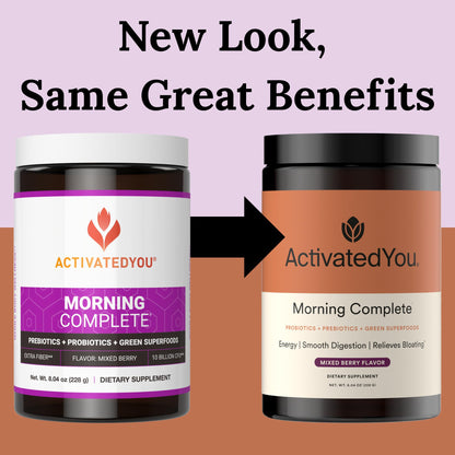 ActivatedYou Morning Complete Super Greens Powder Drink Mix - Gut Health Boost with Prebiotics, Probiotics, & Antioxidants - 10 Billion CFUs, Mixed Berry Flavor ACTIVATEDYOU