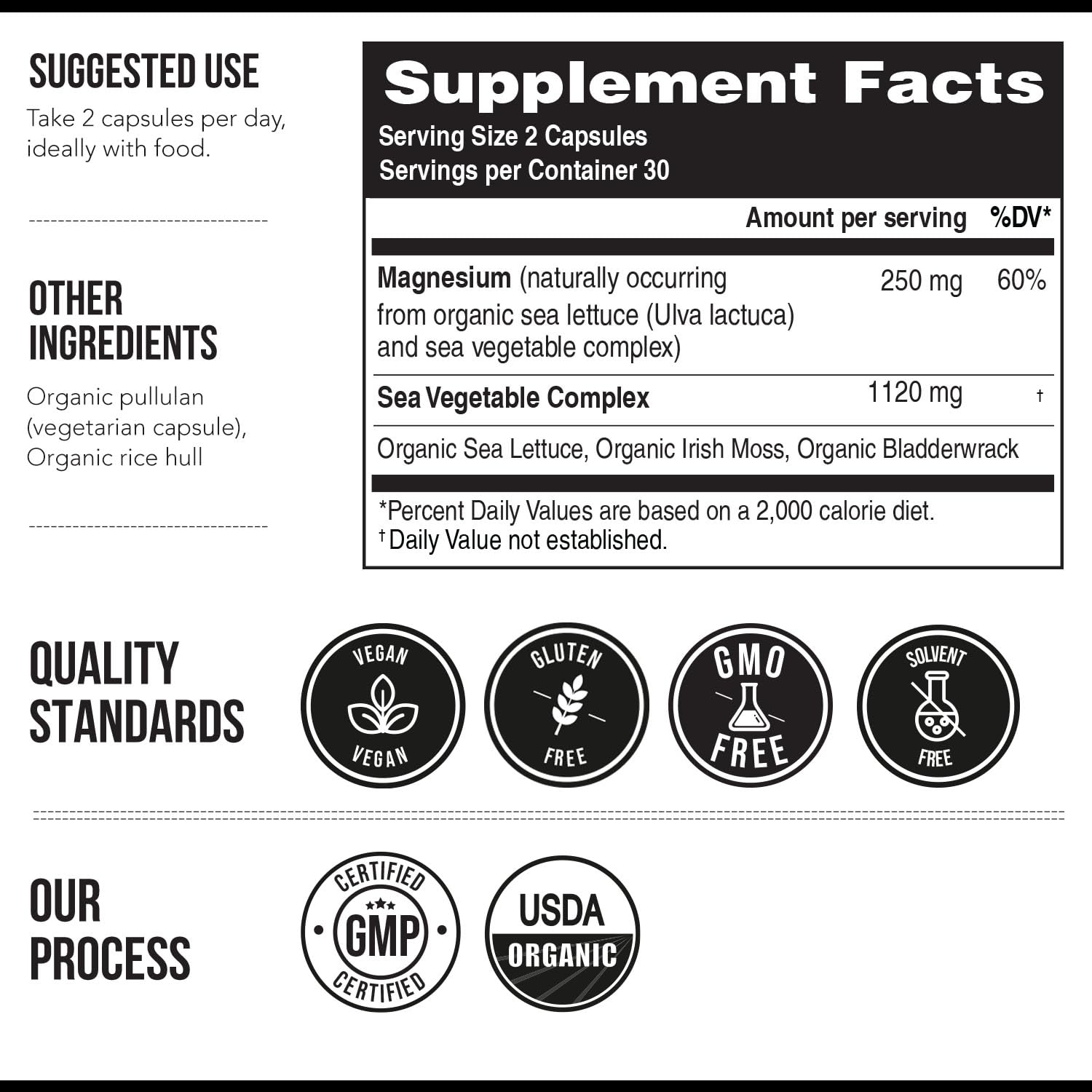Organic Whole Food Magnesium Supplement - Plant-Based, Organic Sea Vegetable Complex - 250 mg Per Serving | Water Extracted | Gentle on Stomach | Supports Energy, Sleep, Muscle, Heart - 60 Capsules Triquetra Health buy australia supplements