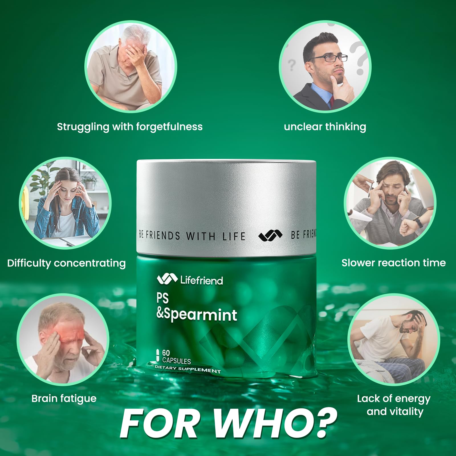 PhosphatidylSerine Memory & Focus Supplement with DHA, Spearmint, Magnesium & Ashwagandha – Brain Clarity, Stress Relief & Cognitive Support – Gluten-Free Vegan, 60 Capsules LIFEFRIEND buy australia supplements