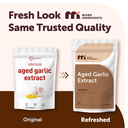 Micro Ingredients Odorless Garlic, 300 Softgels | 2 Years Aged Garlic Extract | Grown Allium Sativum Bulb Micro Ingredients