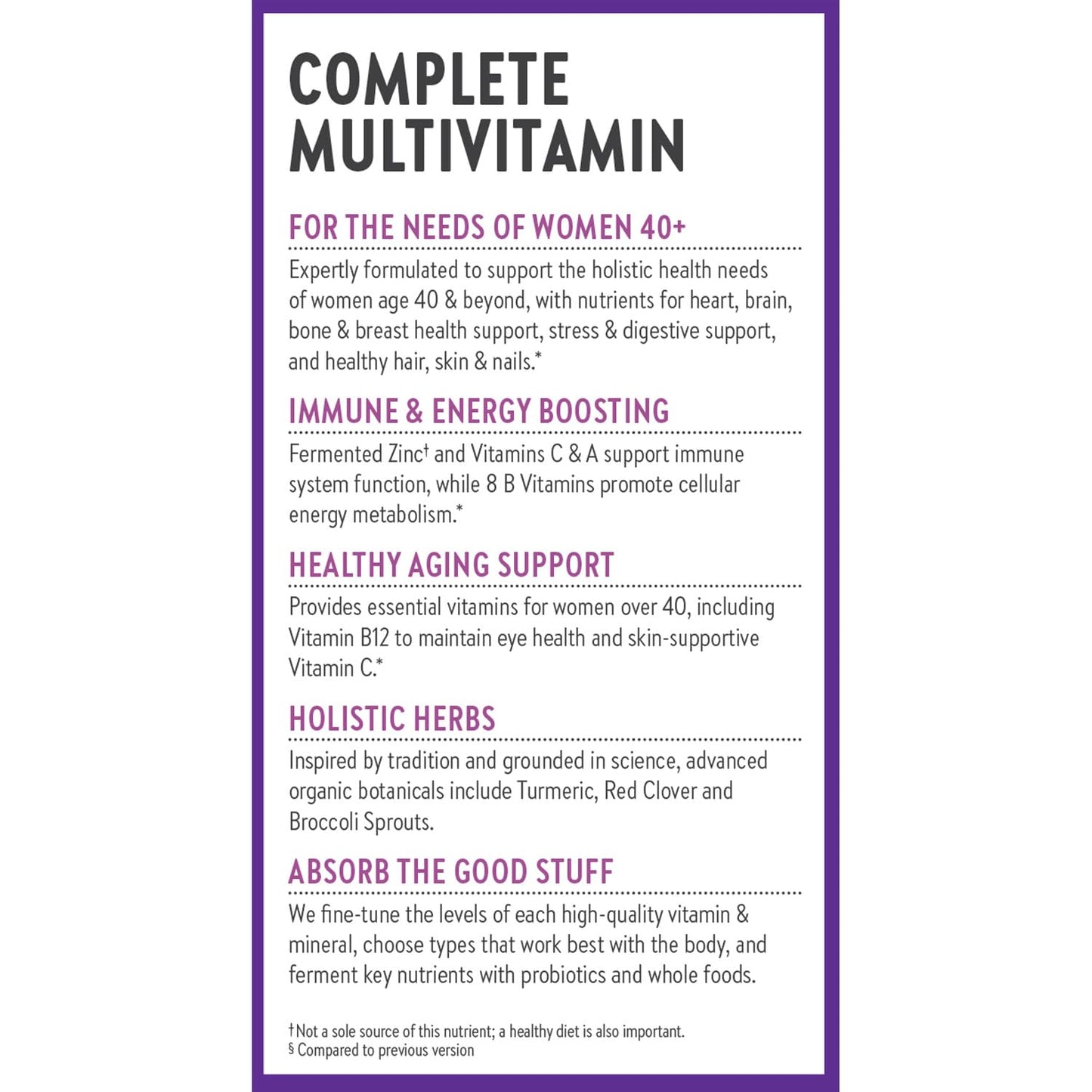 New Chapter Women’s Multivitamin 40+, extra B6 & B12, Biotin for Hair Growth, D3, Vit C, Zinc for Immune & Stress Support, Gentle on an Empty Stomach New Chapter