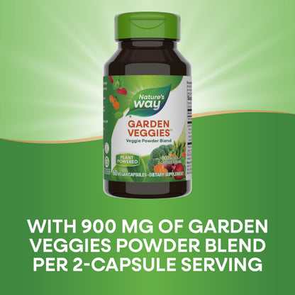Nature’s Way Garden Veggies, Vegetable Supplement Capsules, Plant-Powered Powder Blend Made with 12 Different Vegetables, Green Superfood Veggie Blend Nature's Way