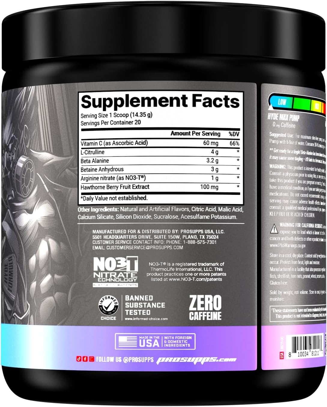 ProSupps L-Carnitine 3000 Stimulant Free Liquid Shots (31 Servings, Dragon Fruit) and Hyde Max Pump Pre Workout for Men and Women (20 Servings, Blue Razz) Bundle