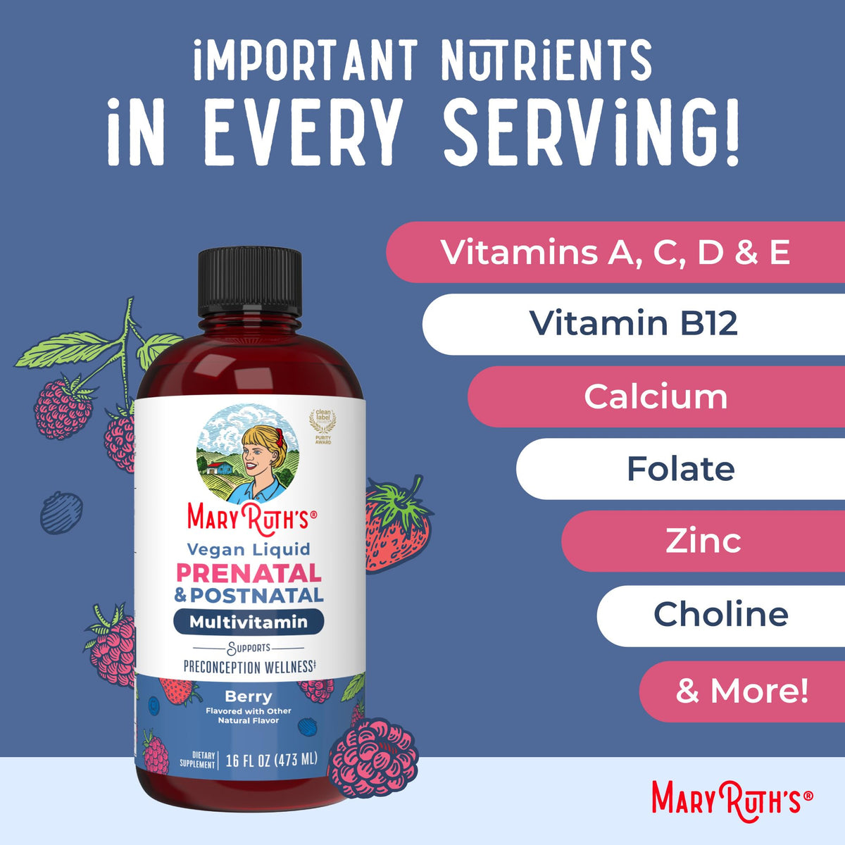 MARYRUTH'S Postnatal & Prenatal Vitamins for Women | Sugar Free | Womens Multivitamin for Pre-Conception, Pregnancy & Nursing | Ginger MARYRUTH'S