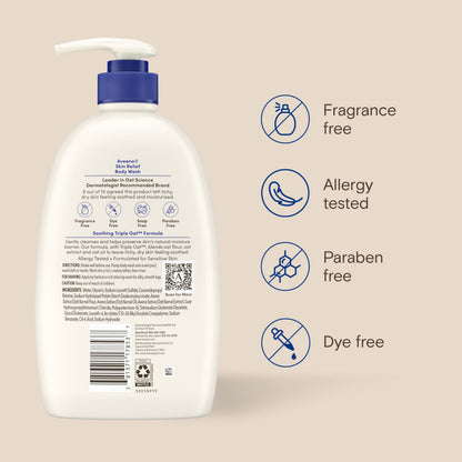 Aveeno Skin Relief Body Wash with Triple Oat Complex, Fragrance-Free, Gentle Daily Body Wash for Sensitive Skin Leaves Itchy, Dry Skin Feeling Soothed & Moisturized, Value Size 33 Fl Oz Aveeno
