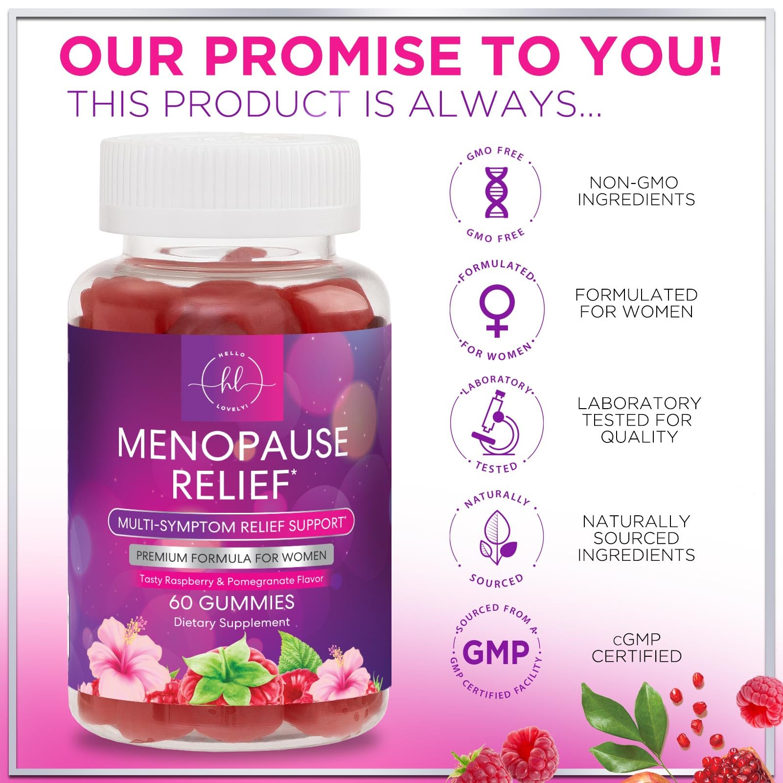 Menopause Supplements for Women - Complete Natural Mild Hot Flashes & Night Sweats Support, Multi Benefit Menopause Relief Gummy, Support for Balance & Energy, Gluten-Free & Non-GMO - 60 Gummies Hello Lovely! buy australia supplements