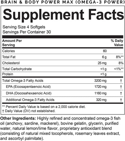 Dr. Amen brainMD Brain & Body Power Max - 420 Capsules - Complete Wellness Support Supplement, Promotes Recall & Retention, Focus, Emotional Balance & Positive Mood - 30 Day Supply
